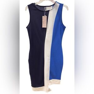 Colorblock Sleeveless Dress - Navy, Blue, and White